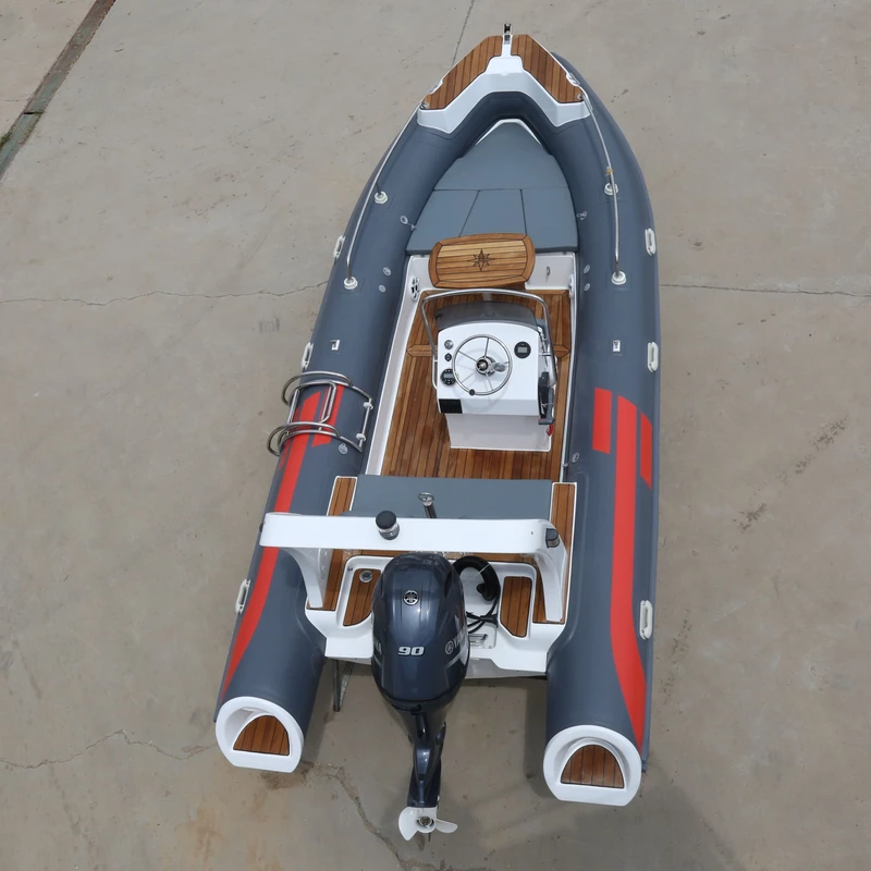 Bateau de Pêche Gonflable RIB en Hypalon avec Coque en Fibre de Verre de 5,5 m