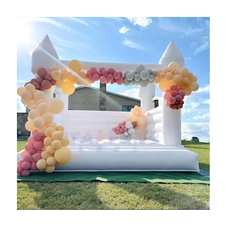 Château gonflable blanc de luxe pour adultes 13x13, château gonflable blanc pour mariage, maison gonflable commerciale.