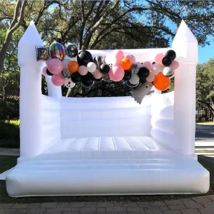 Luxury White Inflatable Bounce House 4X4X3.5M OEM Colors 0.55mm PVC Material CE Certified Easy Setup Blower Wedding