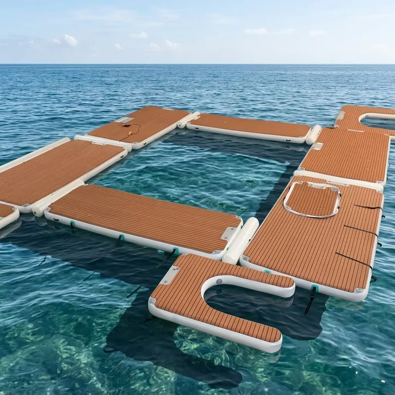 แพลตฟอร์มตาข่ายทะเลแบบผสม EVA สำหรับเรือยอชท์หรู พร้อมสระว่ายน้ำที่มีพื้นไม้สัก