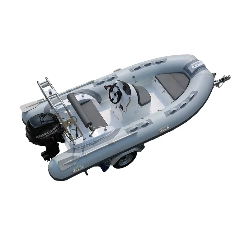 Yacht Mewah Jet Boat 12.8ft Rigid Folding Inflatable RIB Bersertifikat CE dengan Mesin Outboard Fiberglass Hull Memancing