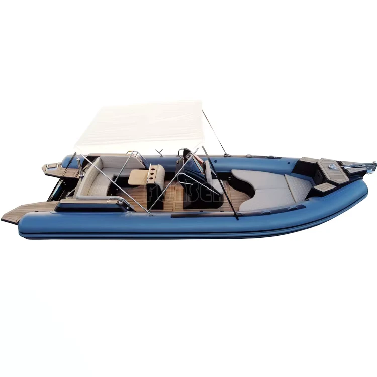 Luxury Yacht RIB Boat 25ft 7.6m 760 Deep V Fiberglass Hull Hypalon Air Tube 1.2mm Inflatable Electric Boat Drifting PVC