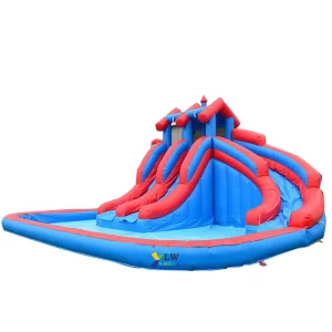 Lvfrog Lv3666 Eco Friendly Cartoon Double Lane Inflatable Wet & Dry Water Slide Pool Jumping Bouncer for Backyard Kids