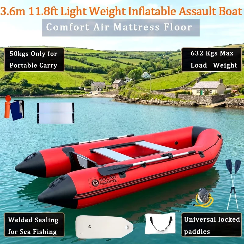 MC360 11,8 ft Opblaasbare Redding Aanval Boot 6 Persoon Speed Dinghy Luxe Yacht Luchtvloer voor Zeevisserij en Redding