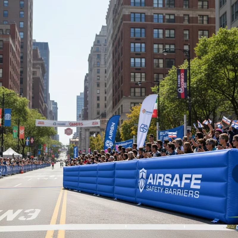 MOTO Sport Aufblasbare Sicherheitsbarrieren Zaun aus PVC-Material Temporäre Schallschutzwand Marathon IFUN Marke Modell EN14960