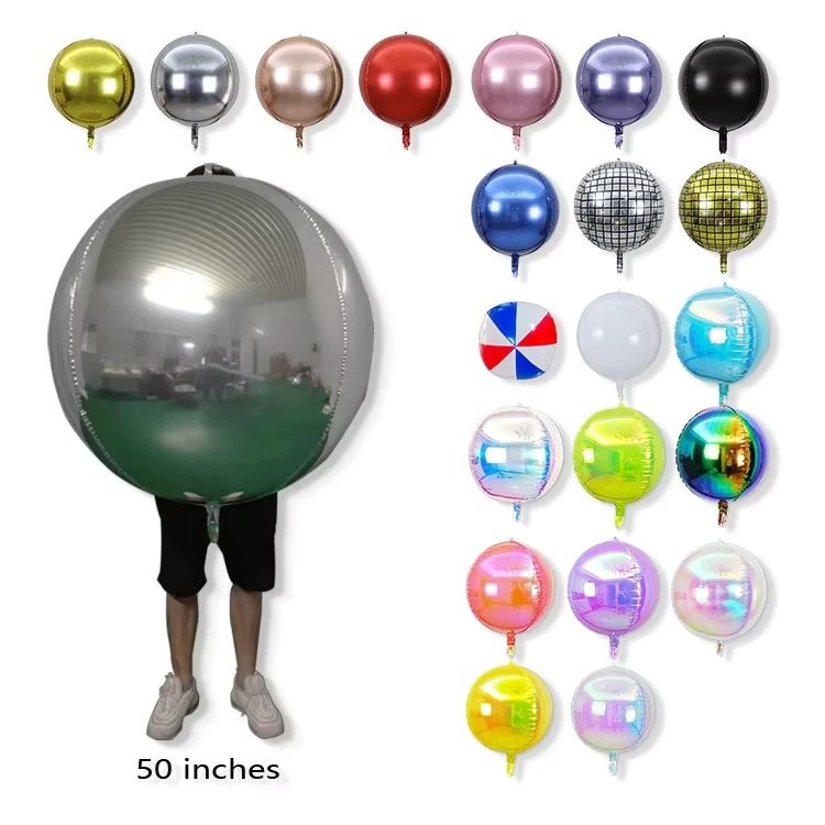 MTF 50 Inch Round Shape Birthday Party Color Balloons Helium 3D Huge Air Balloons 3D Foil