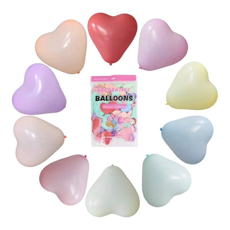 Macron 100 Pack Vormige 30 cm Feest Inflatable Helium Valentijn Decoratie Pastel Hart Latex Ballonnen voor Feesten