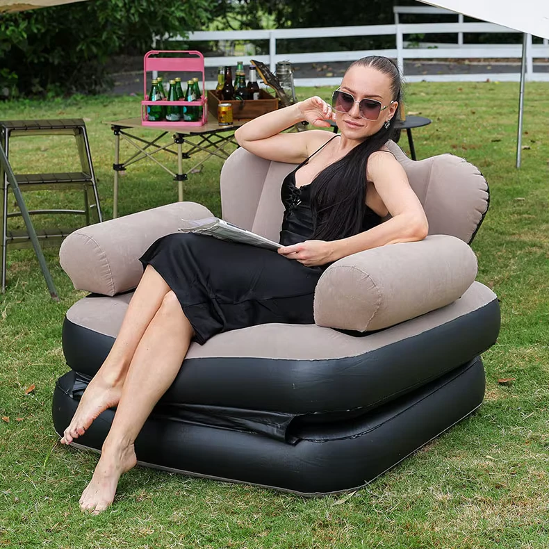 Sofá inflable portátil personalizado para camping al aire libre, sofá inflable de PVC para adultos