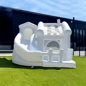 Manufacturer White and Gray Inflatable Bounce House Combo Kids Bouncy Castle with Slide and Ball Pit Pool for Children