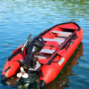 Kayak da pesca gonfiabile rosso di grado marino con motore esterno Qingdao
