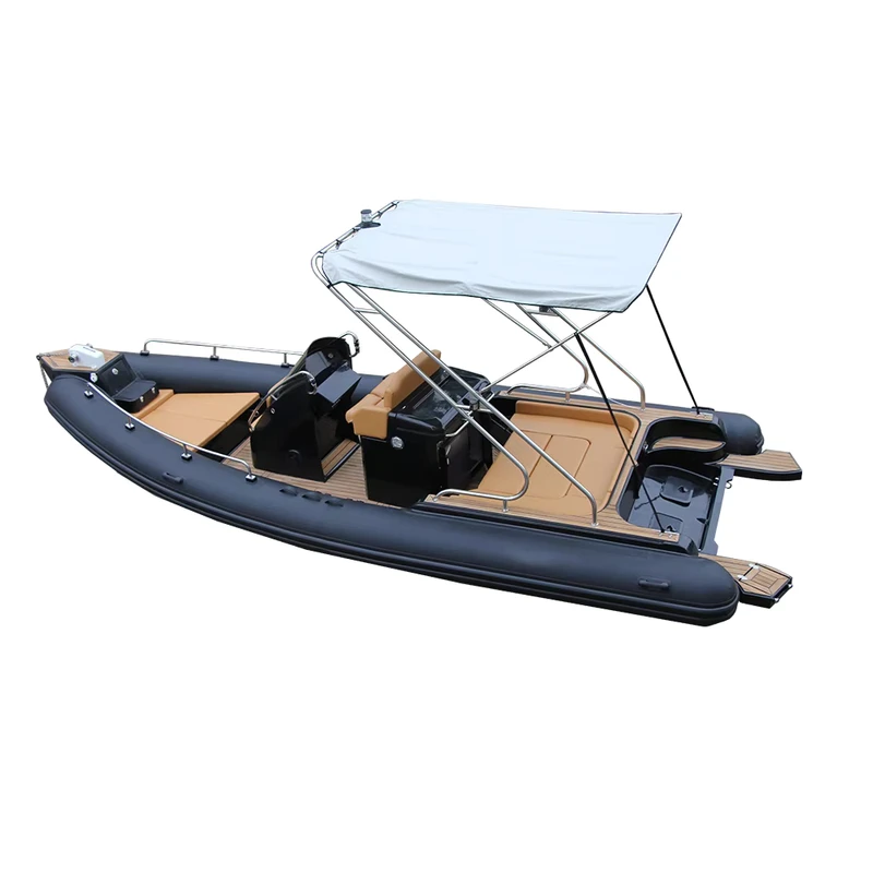 Barca Rigida Marina 25ft 760 Yacht Lusso Deep V Fibra di Vetro RIB 760 1.2mm PVC Capacità 20 Persone Consolle di Sterzo