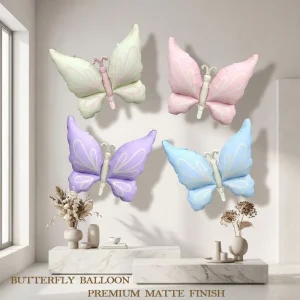 Matte Butterfly Foil Balloons Bowknot Inflatable Reusable Candy for Birthday Wedding Baby Shower Party Decoration Helium Balloon