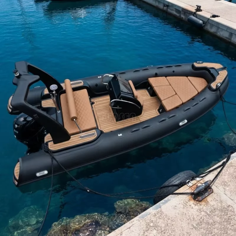 Lancha RIB de lujo de 5,2 m con casco de GRP y consola central, yate auxiliar inflable rígido, crucero costero premium