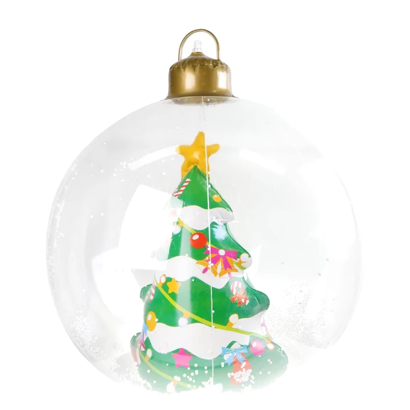 Vrolijk Kerstfeest oplichtende PVC opblaasbare kerstbal met LED-verlichting voor kerstfeesten, buiten tuin- en tuinversieringen