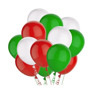 Merry Christmas Tree Ornaments Party Decor Supplies Items Round Green Red White Blue Silver and Pink Colour Balloon