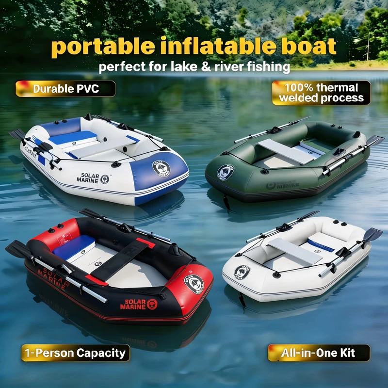Barco de Pesca Inflável em PVC Malhado 175 CM com Piso de Ar Bote Pneumático Bomba 12v Opcional Motor de Propulsão Âncora Balde Flutuante Estável