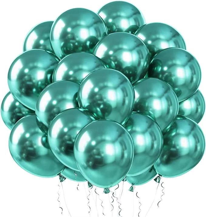 Metallic Grün Teal Ballons, Dicke Latexballons für Themenpartys, Geburtstags- und Abschlussfeierdekorationen