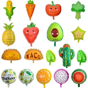 Mexican Summer Party Decoration Fruit Balloons Tropical Cactus Strawberry Carnival Foil Balloon for Party Supplies