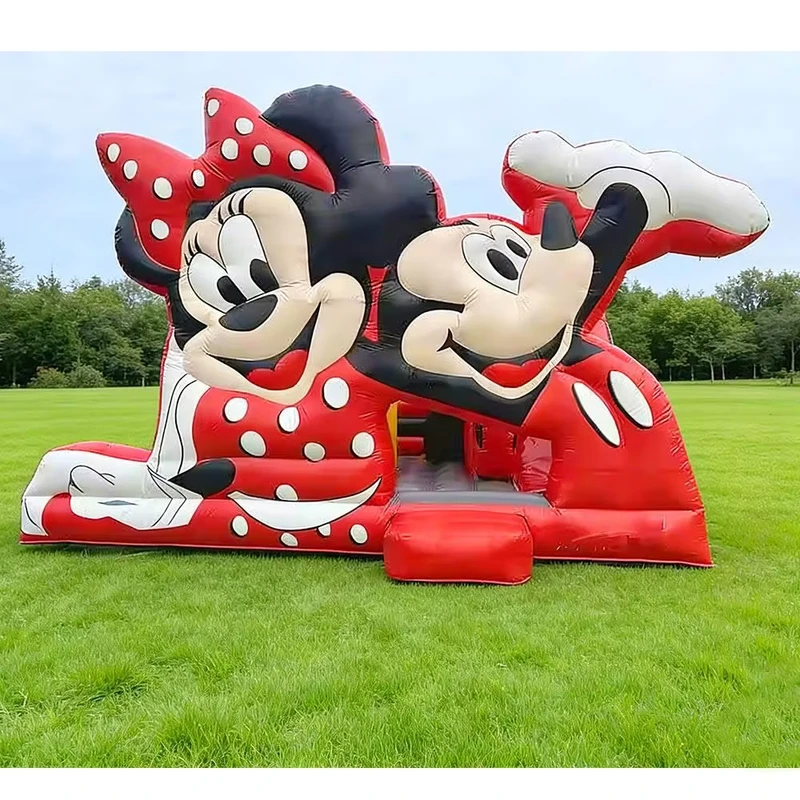 Mickey & Minnie Mouse aufblasbares Bounce-Haus, Kinder-Außenbereich, Cartoon-Themen-Bouncy-Castle-Spielhaus
