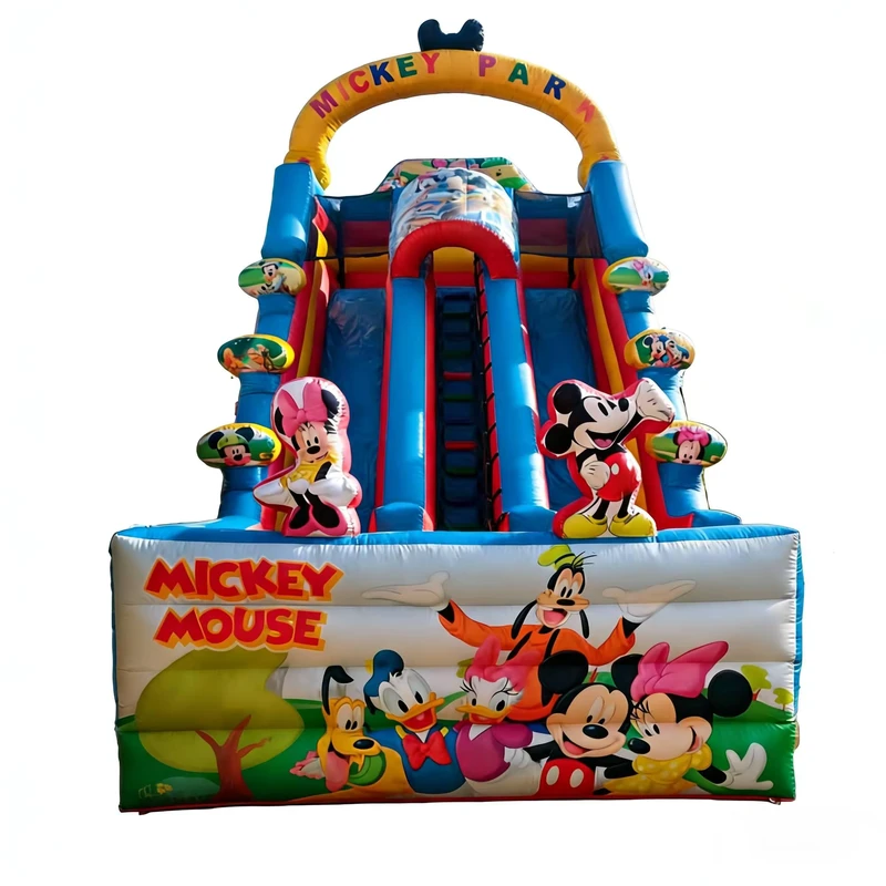 Mickey Mouse Themed Giant Inflatable Dry Slide PVC Material Eco-Friendly Kids for Cartoon Commercial Grade Outdoor Play