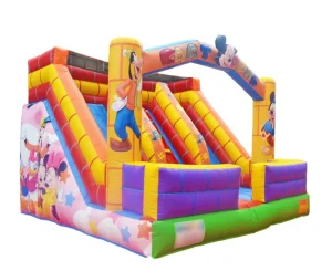 Castillo inflable de Mickey y Minnie Mouse con tobogán seco, mini parque temático inflable para la venta