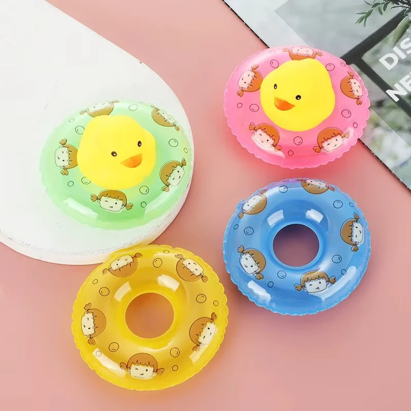 Mini Colorful Duck Swimming Ring Floating Rubber Bath Pool Toys Inflatable Plastic Mini Swimming Ring