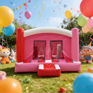 Mini Pink Durable PVC Inflatable Bouncy Castle Jumping House 300kg Capacity Easy Setup for Backyard Rental Events Kids Birthday