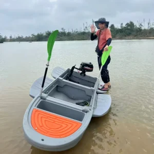 Mini Portable PE Yacht Luxury Splicing Modular Plastic Fishing Pontoon Boat Yacht Small Folding Inflatable Fishing Bait Boats