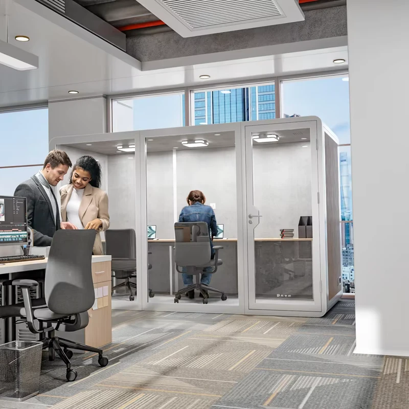 Cabina di lavoro insonorizzata per conferenze Mobile Office per 8 persone con mobili e divani