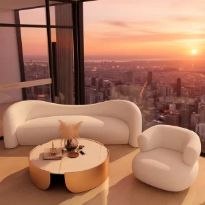 Modern Chesterfield Round Inflatable Adjustable Fabric Sofa for Living Room Home Furniture