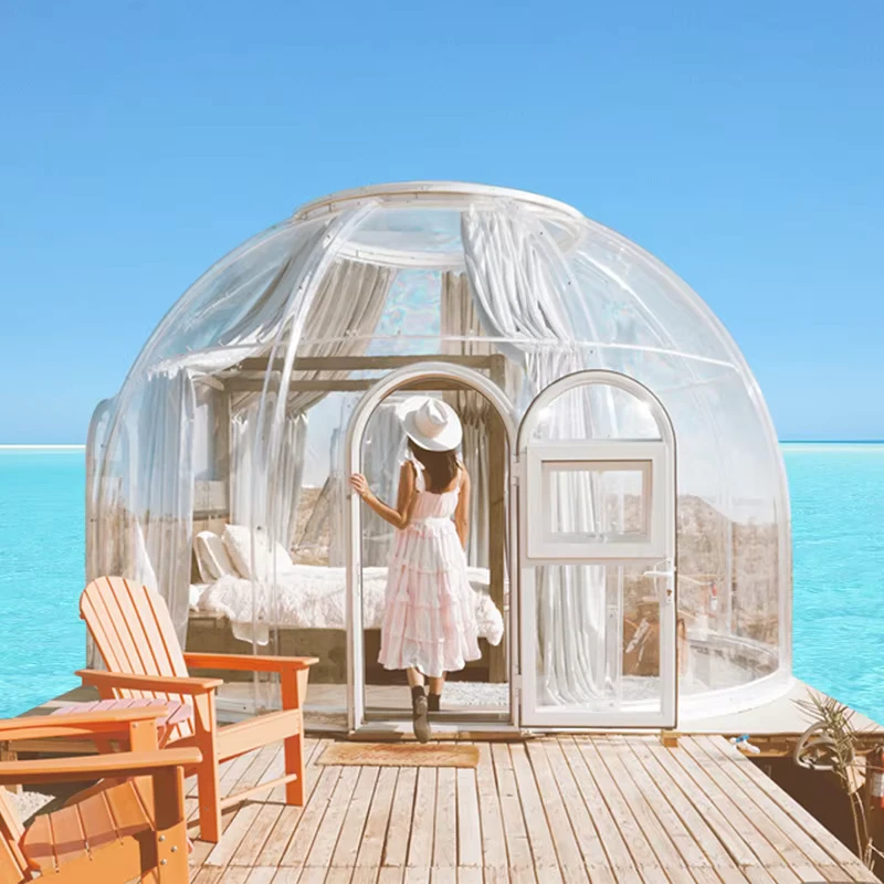 Moderne Ontwerp Heldere Buitenpaviljoen Tent Hotel Opblaasbare Bubble Lodge met Polycarbonaat Transparante Sterrenhuis PC Materiaal