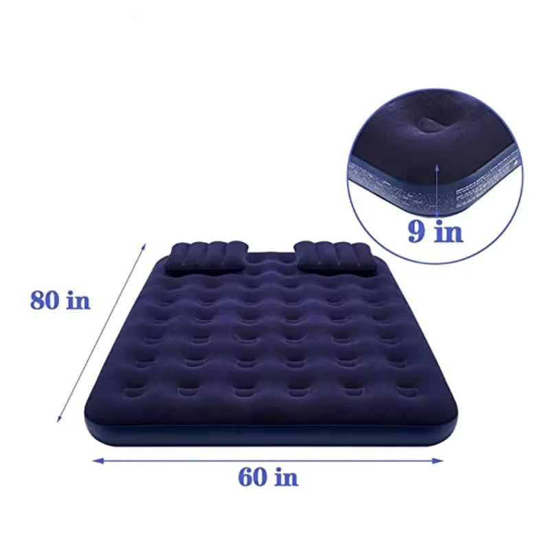 Modern Double Size PVC Flocked Inflatable Air Bed Convertible Foldable Outdoor Hospital Bedroom Living Room Hotel Park Warehouse