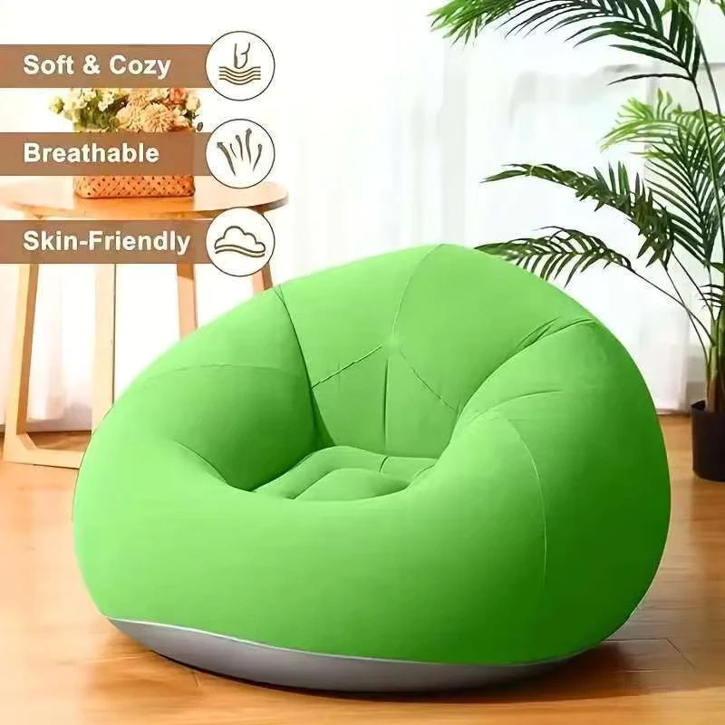 Moderner Flock-PVC aufblasbarer Sessel mit stabilem Boden für Gaming-Raum, Balkon und Wohnzimmermöbel