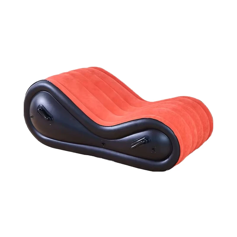Modern Foldable Inflatable Folding Sofa Bed Fabric Upholstery Flocked 2-Seater Loveseat Exterior Outdoor Leisure