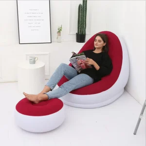 Nội thất hiện đại PVC Bơm hơi Ghế sofa phòng khách đơn với chân ghế sofa giường màu nâu
