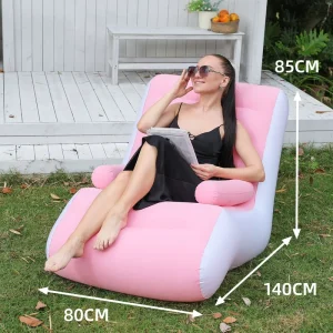 Modern Outdoor Furniture New S Shaped PVC Flocking Inflatable Recliner with Foot Pump Comfortable Garden Chair