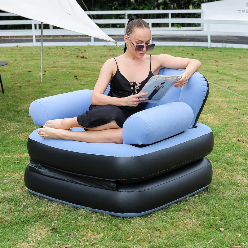 Modern Portable PVC Inflatable 2 in 1 Air Chair Armchair Sofa Set for Indoor Outdoor for Home Garden Park Hotel Kitchen Use