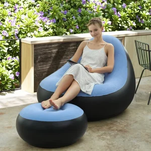 Modern Single Folding Inflatable PVC Sofa Bed with Recliner Factory Lazy Air Cushion Seat for Outdoor Camping & Hotels