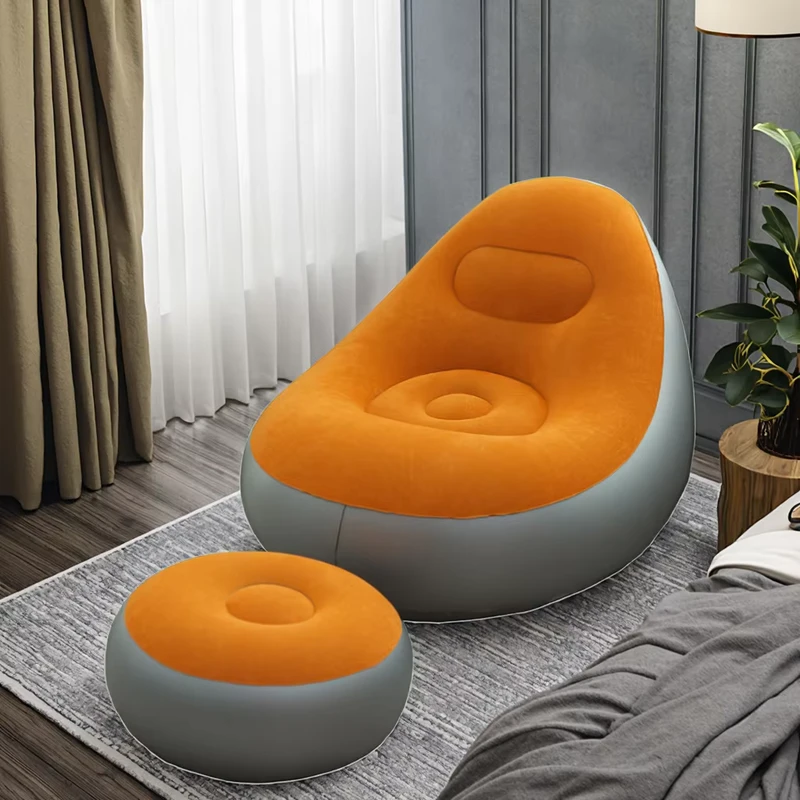 Moderner Einzelklapp-PVC-Schlafsofa-Recliner Aufblasbarer Faul-Luftkissen-Sitz für Outdoor-Camping Schlafzimmer Fabrik Hotels