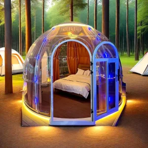 Lều hình vòm igloo trong suốt hiện đại, nhà prefab ngoài trời với thiết kế hình cầu cho khách sạn và lều ăn uống