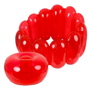 Silla Inflable Transparente Moderna Roja con Sofá Inflable Familiar Plegable para Exterior