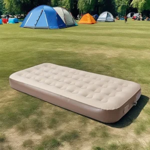 Modern Twin Size PVC Flocking Heavy Duty Air Mattress Built in Pump Quick Inflation Portable Inflatable Beds for Camping Outdoor