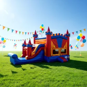 Castillo hinchable modular colorido combo seco para fiestas, con tobogán de un solo carril, PVC, saltador
