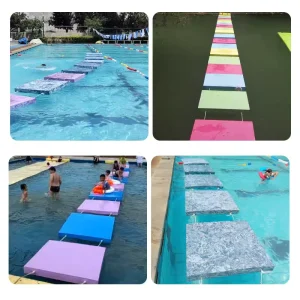 Modular Floating Water Walkway Bridge EVA Foam Pads Obstacle Course for Kids & Adults Ideal for Water Parks & Resorts