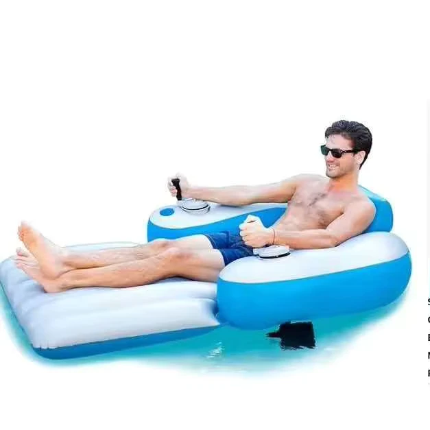 Motorized Inflatable Water Lounge Chair with Dual Propellers Pool Float Ride On Water Toy for Adults