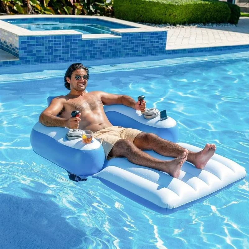 Flotteur de piscine motorisé pour adultes - Lounge gonflable avec actionneur électrique intégré