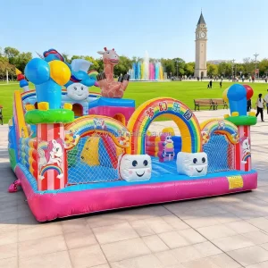 Multi Activity Inflatable Unicorn Slide Combo with Bounce House for Outdoor Plaza Air Castle Park Children’s Play Equipment