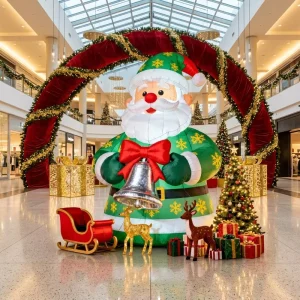 Multi Color LED Light Santa Claus Inflatable Model Decoration 10-12ft Height Waterproof Durable Electric Air Pump for