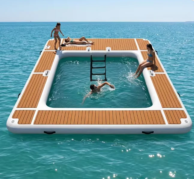 Multi Persoon Opblaasbare Vlot Yacht Opblaasbare Water Dock Drijvende Opblaasbare Eiland