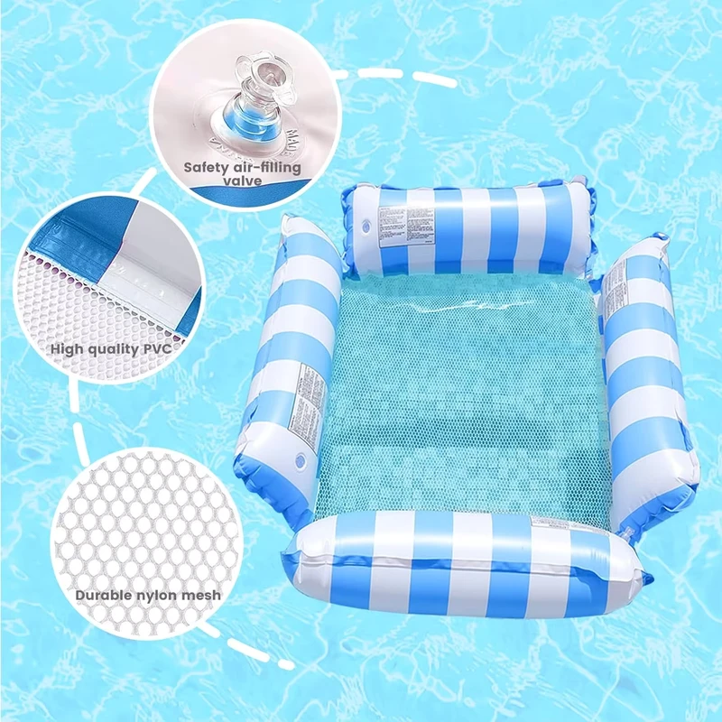 Vielseitige PVC-Aufblasbare Pool- und Strandliege mit Handluftpumpe, kinderfreundlich